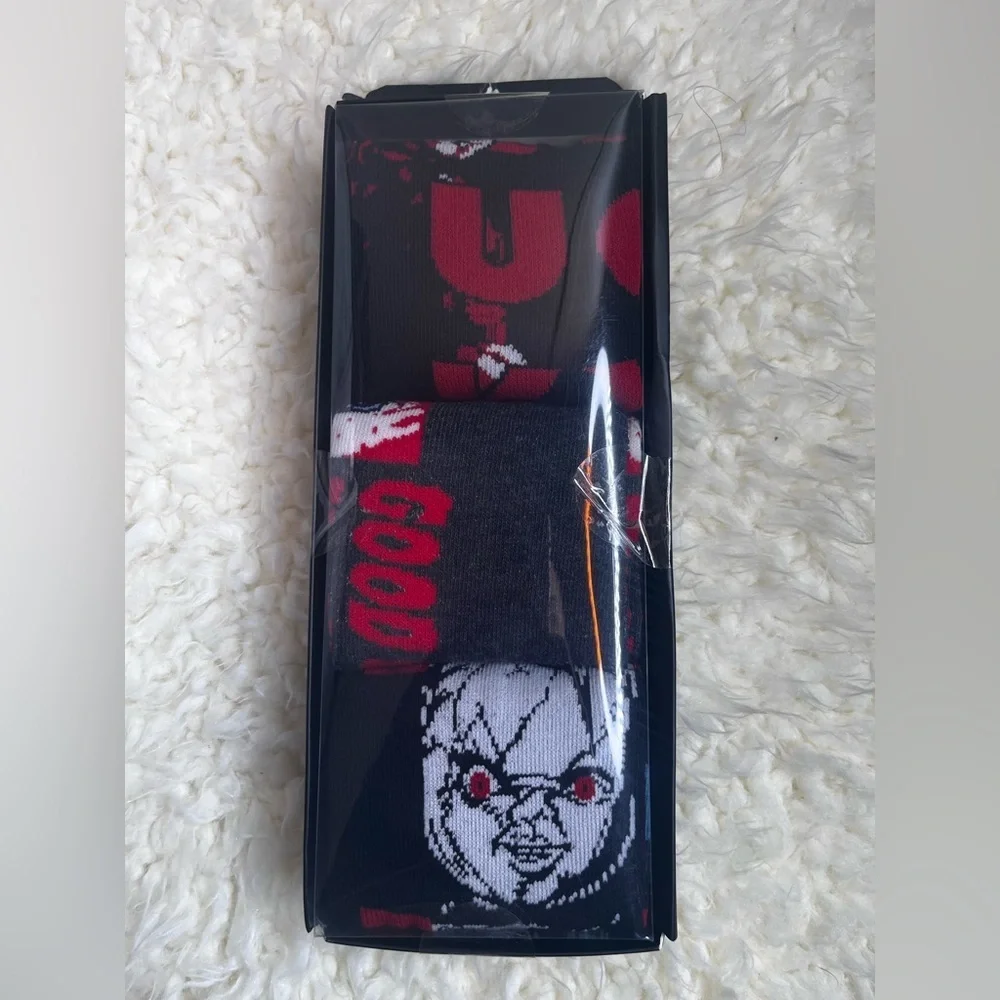 Bioworld Chucky Themed Black Crew Socks - 3 Pack